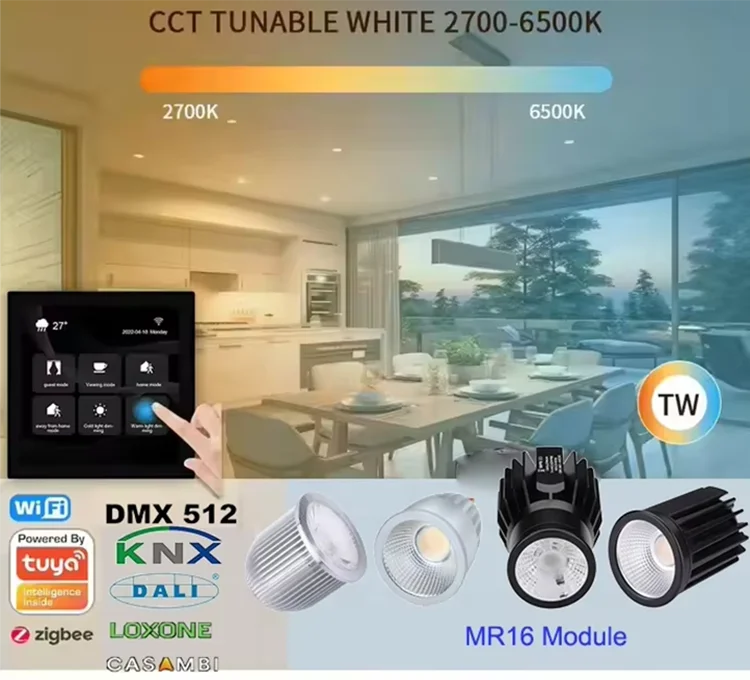 5 Wires Rgbw 4in1 12W COB MR16 Module Downlight Led Corner Floor Lamp Suitable for Loxone Pwm or Knx Dali Dimmable Smart Home