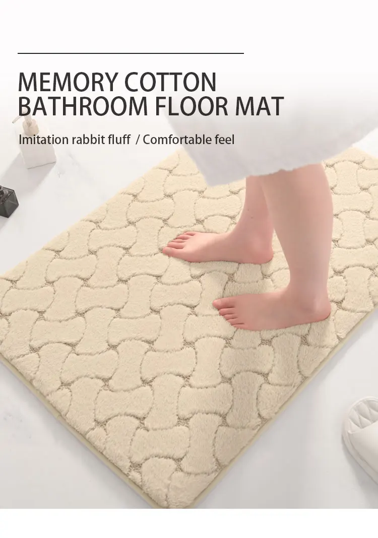  Memory Foam Bath Mat Soft Absorbent Bathroom Carpet Polyester Absorbent Bones-shaped Rabbit Hair Bath Blanket Mat factory