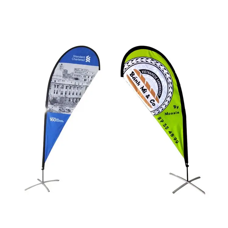 Free Design Custom Outdoor Beach Flag Cheap Advertising Tear Drop and Rectangle Knife Flag Banner With High Quality