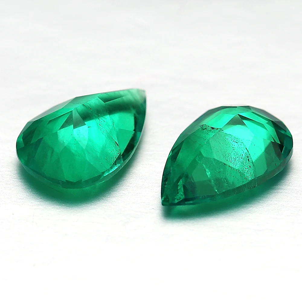 Colombia Lab Grown Emerald Synthetic Emerald Stone Hydrothermal Lab Created Emerald Pear Cut