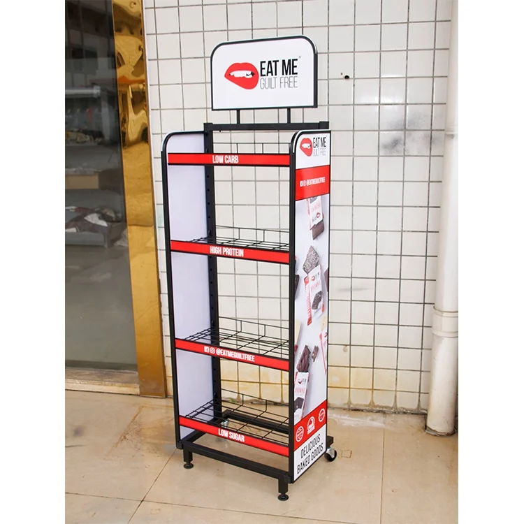 Store Instant Puffed Food Display Shelf Metal Wire Mesh Cookies and Silk Pastry Display Stand Rack