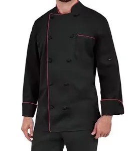Custom Black White Colors Restaurant Bar Uniforms Short Long Sleeve Chef Coat Jacket for Men