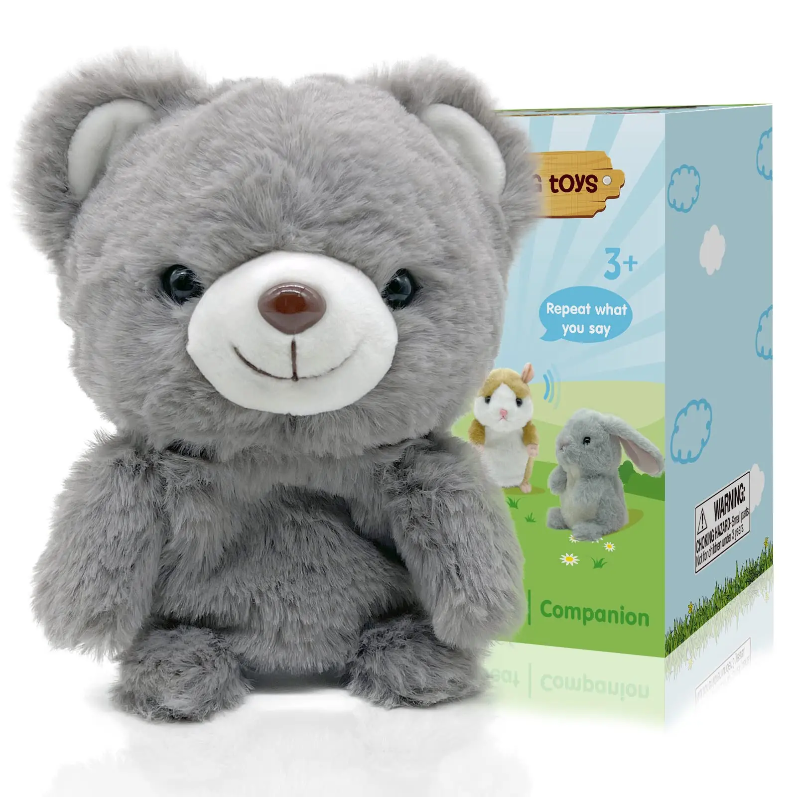 Interactive 5.5-Inch Talking Teddy Bear Stuffed Animal Cotton Plush Toys with Music PP Filled Mimics Baby Sounds Repeats Say