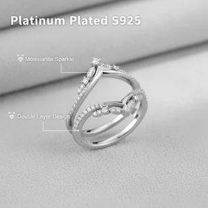 Crown-shaped S925 Sterling Silver Rings Moissanite Sparkly Stacking Rings Plated Platinum No Tarnish Fine Custom Women Jewelry