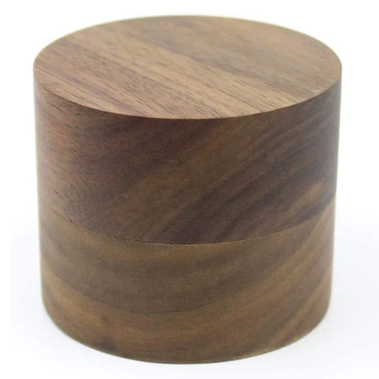 Rustic Walnut Wooden Engagement Ring Box Solid Wood Round Ring Box