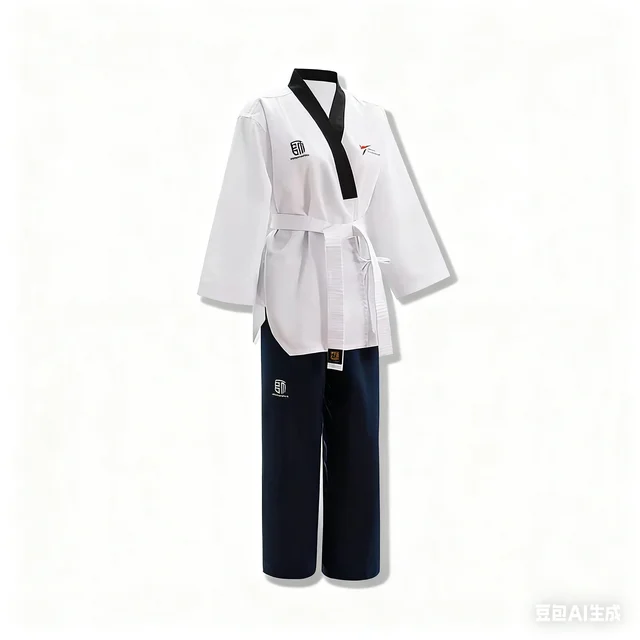 Professional Women's WTF Style Taekwondo Poomsae Uniform with Navy Blue Pants Custom Logo and Competition Training Dobok