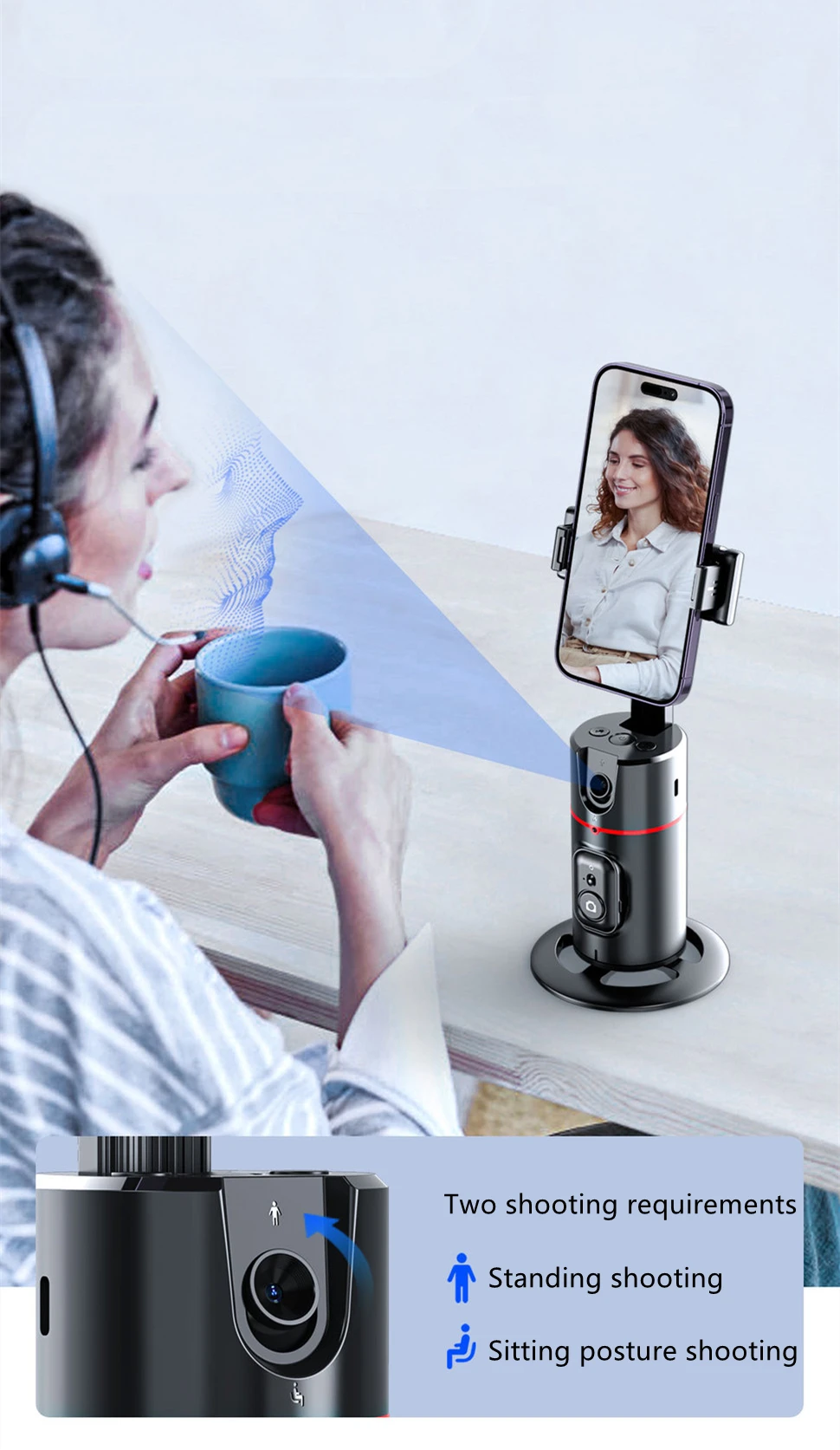 Yoga Video Recording Selfie Cooking Auto Face Tracking