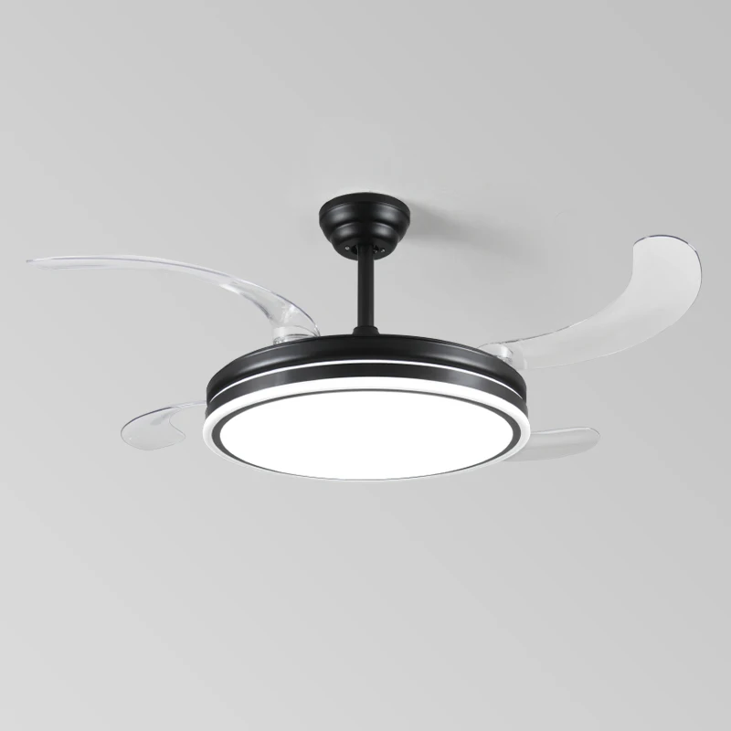 Chandelier Fan Ceiling with Light Copper Luxury Invisible Powered Rechargeable Inch Modern Decorative Fan Ceiling