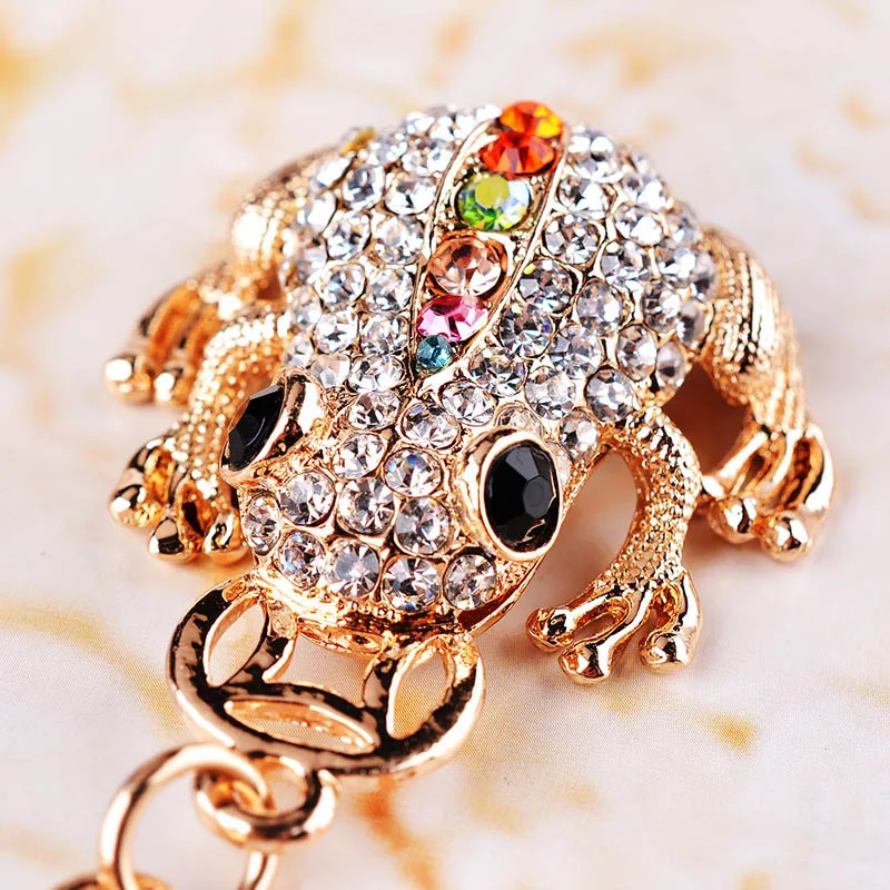 Lucky Frog Keychain Bling Crystals Rhinestone Key Chains Frog Toad