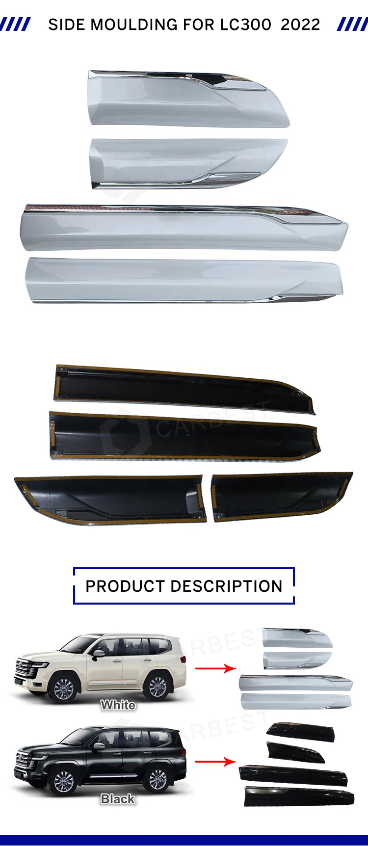 Carbest 2022 Newest Factory Land Cruiser Car Door Side Moulding For