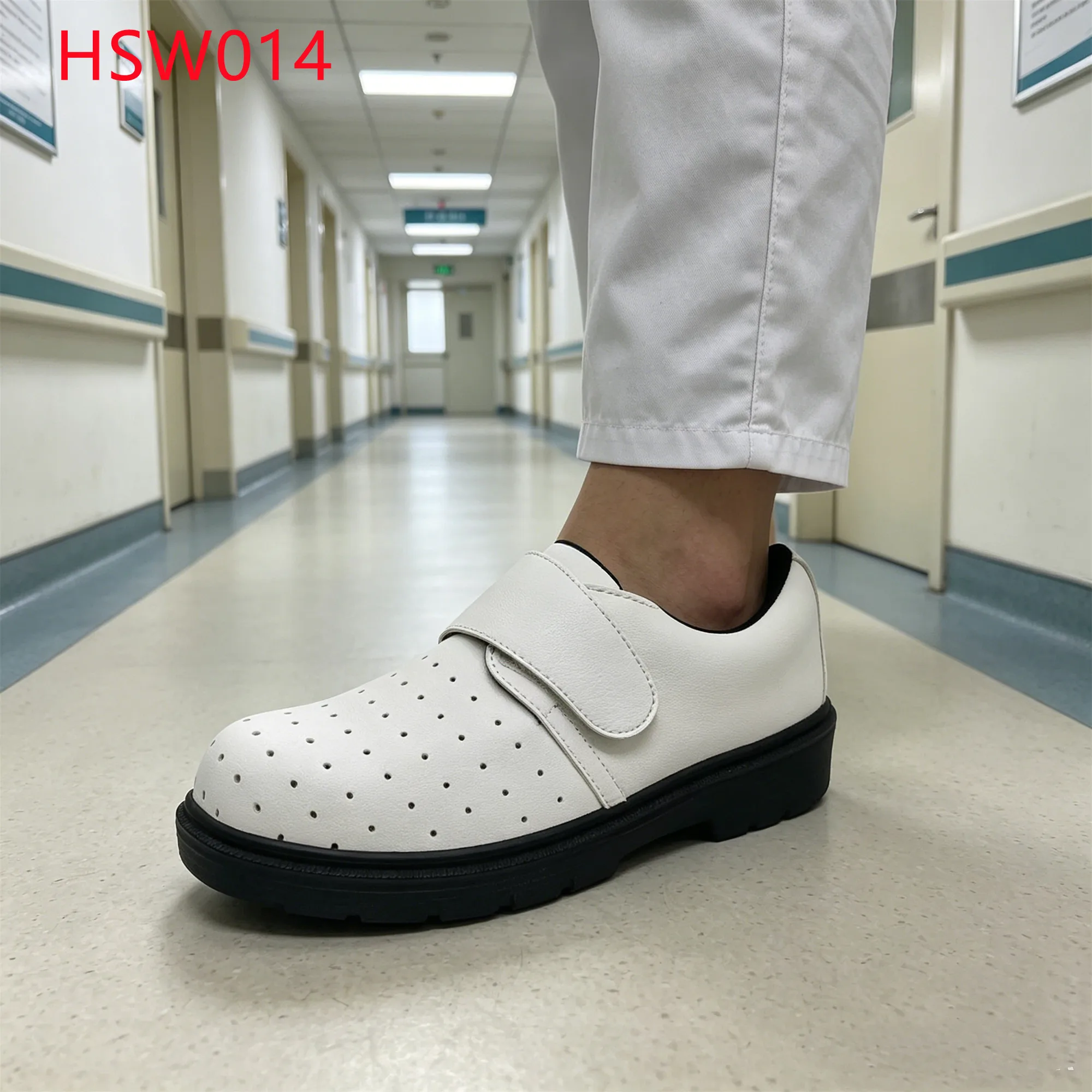 LXG,Sanitation Crew Low Lint Shedding ESD White Safety Clogs Clean Workshop Big Magic Tape Design Work Footwear for Sale HSW014