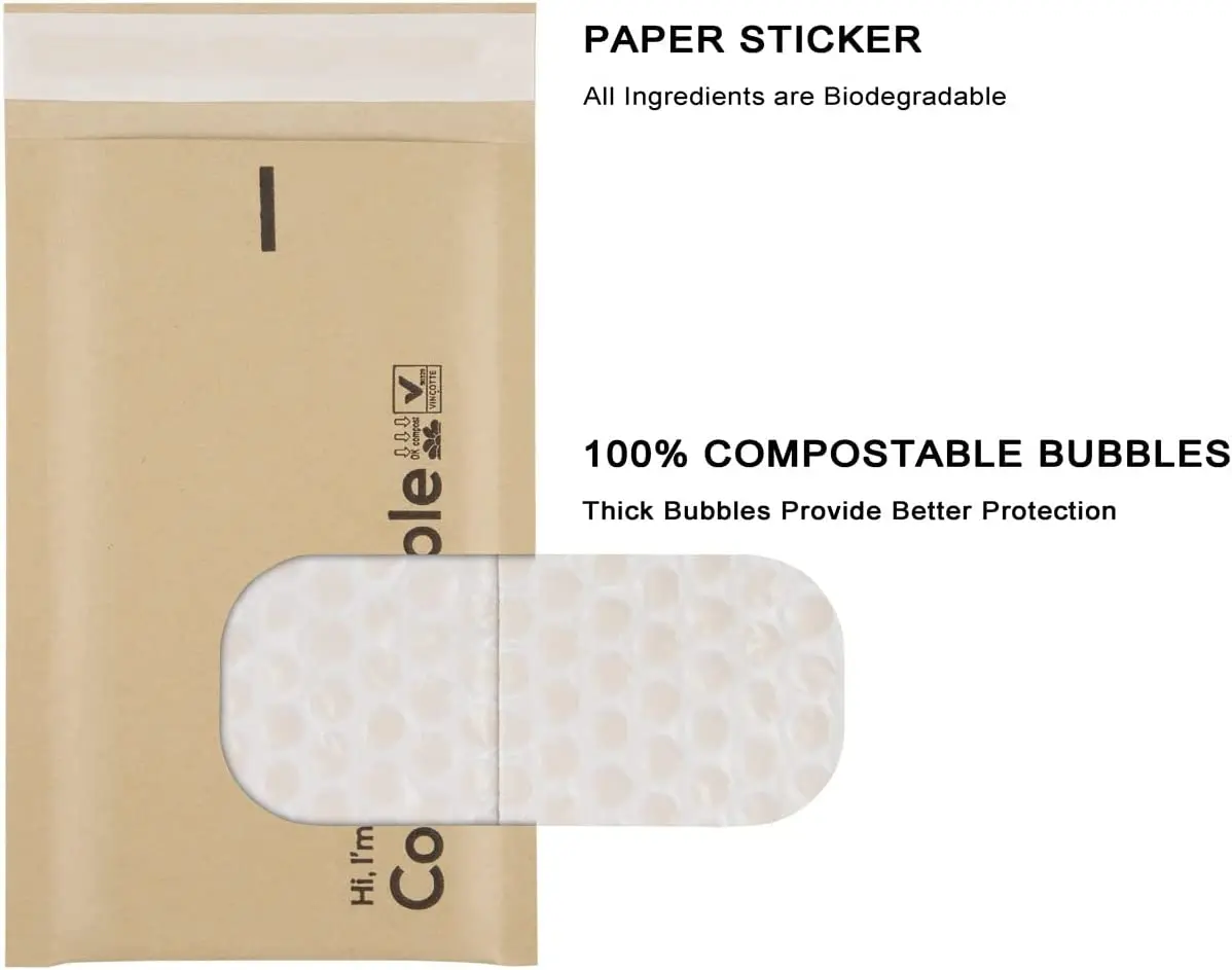 Recycled Kraft Shipping Courier Parcel Custom Printed Eco-Friendly Air Padded Mailing Bags Paper Bubble Envelope Mailers