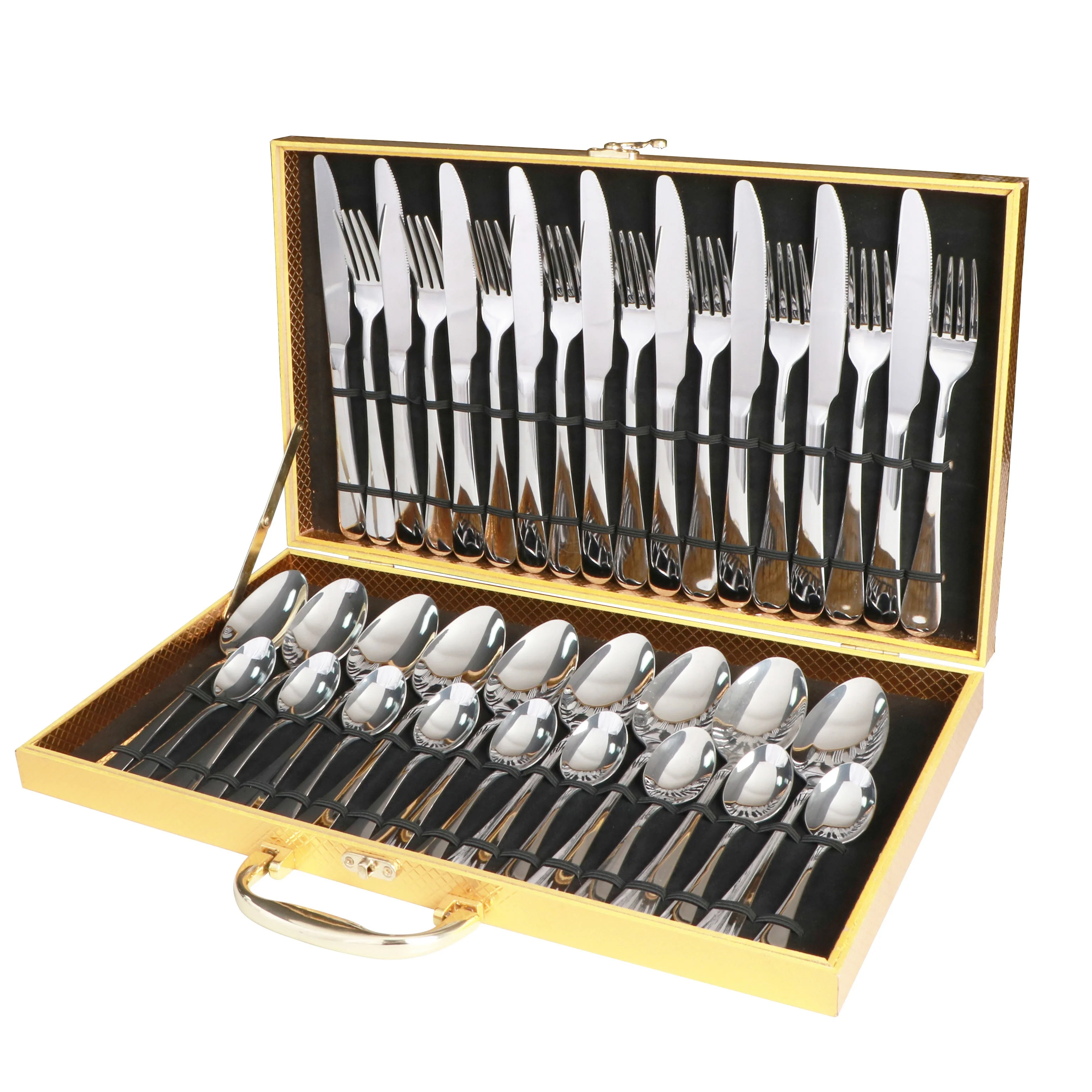 Altin 6 Piece Flatware Set - Black and Gold – Tea + Linen