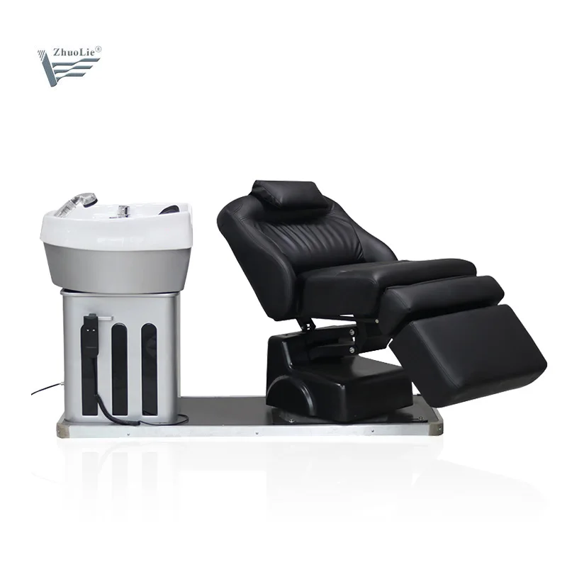 Adjustable Black Color Reclining Hair Salon Wash Basins Shampoo Chair And Bowl Spa