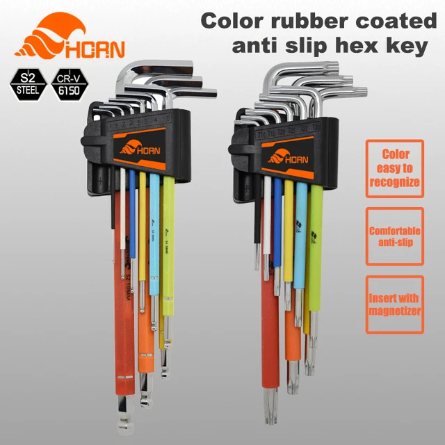 CRV Foldable Ball End Allen Key Set 9pcs/set Portable Folding Hexagon Spanner