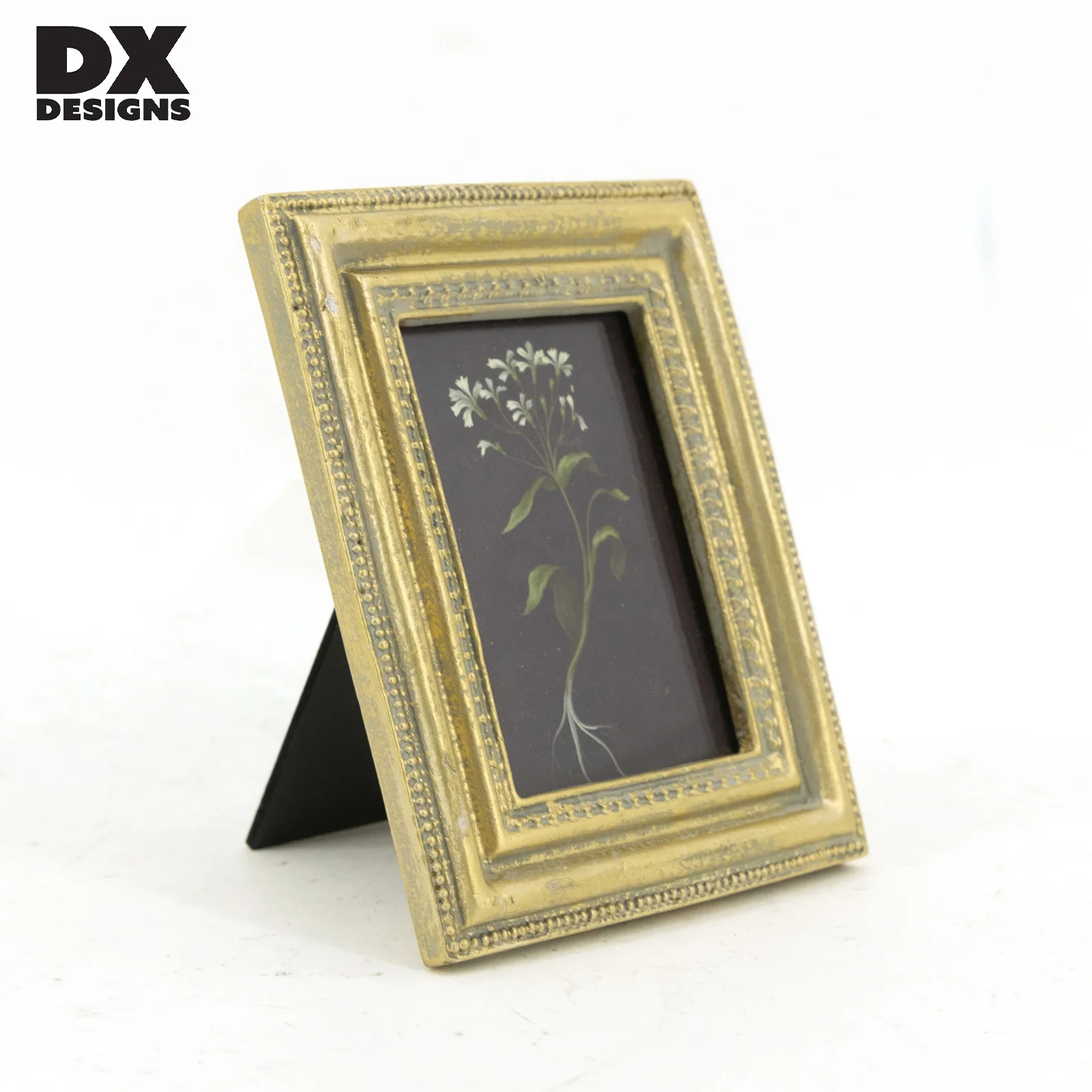 DX Designs Picture Frame for Tabletop Display and Wall Mounting Gold Luxury Wooden MDF Photo Frame
