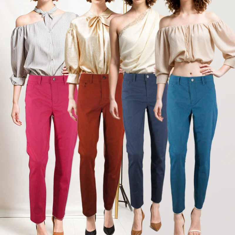 Wholesale New Fashion Women Denim Jeans Europe Trousers Solid Color Pants Breathable Mid Waist Skinny Pencil Style for Women