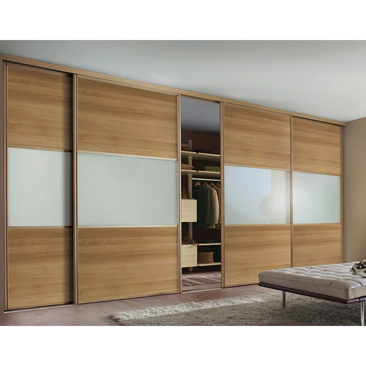 China Factory Custom Free Standing Two Sliding Doors Wardrobes Furniture Design Modern Bedroom Grey Wood Wardrobe