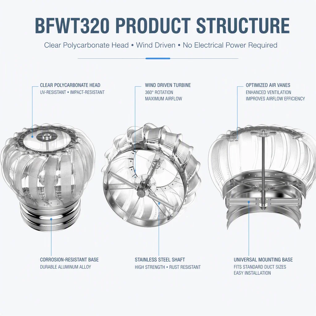 Solar Roof Exhaust Fan, BFWT320, Aluminum - detail 8