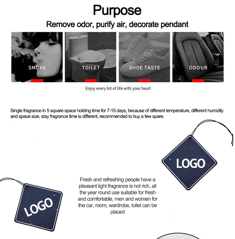 Oem High Quality Customized Logos Colorful Scents Initial Bulk Car Air