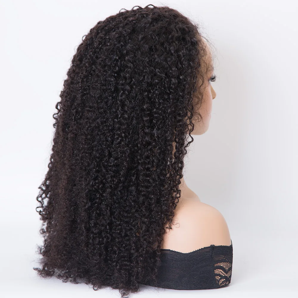 20 inch Curly texture natural black color single knots 13x6 HD lace top wig for women