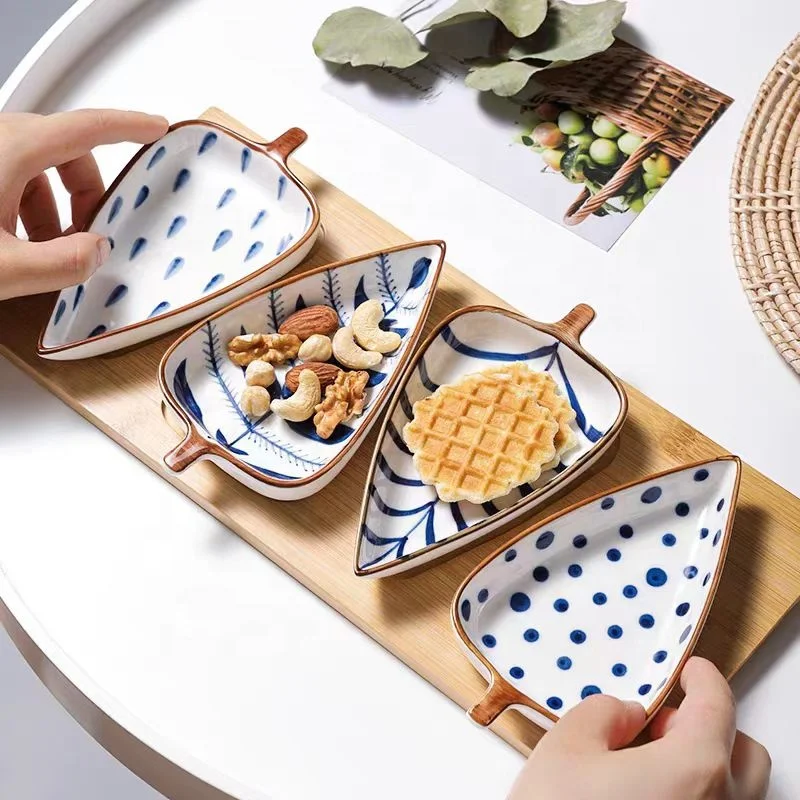 Nordic Ceramic Tray Leaf Shape Seasoning Bowl Plates Appetizers Snack Dish Saucer Kitchen