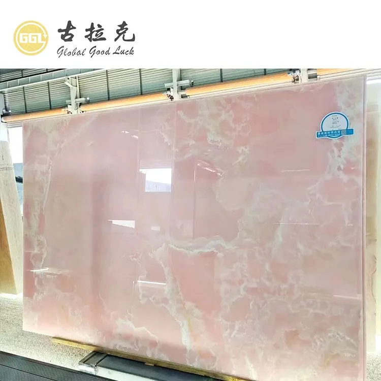 Pink Onyx Natural Marble Custom Size Slab for Panel Backsplash Countertop manufacture