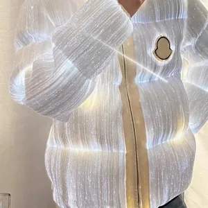 Winter Custom Mens Causal Illuminating Glowing Light-up Waterproof Zipper Down Puffer Jacket Coat for Man