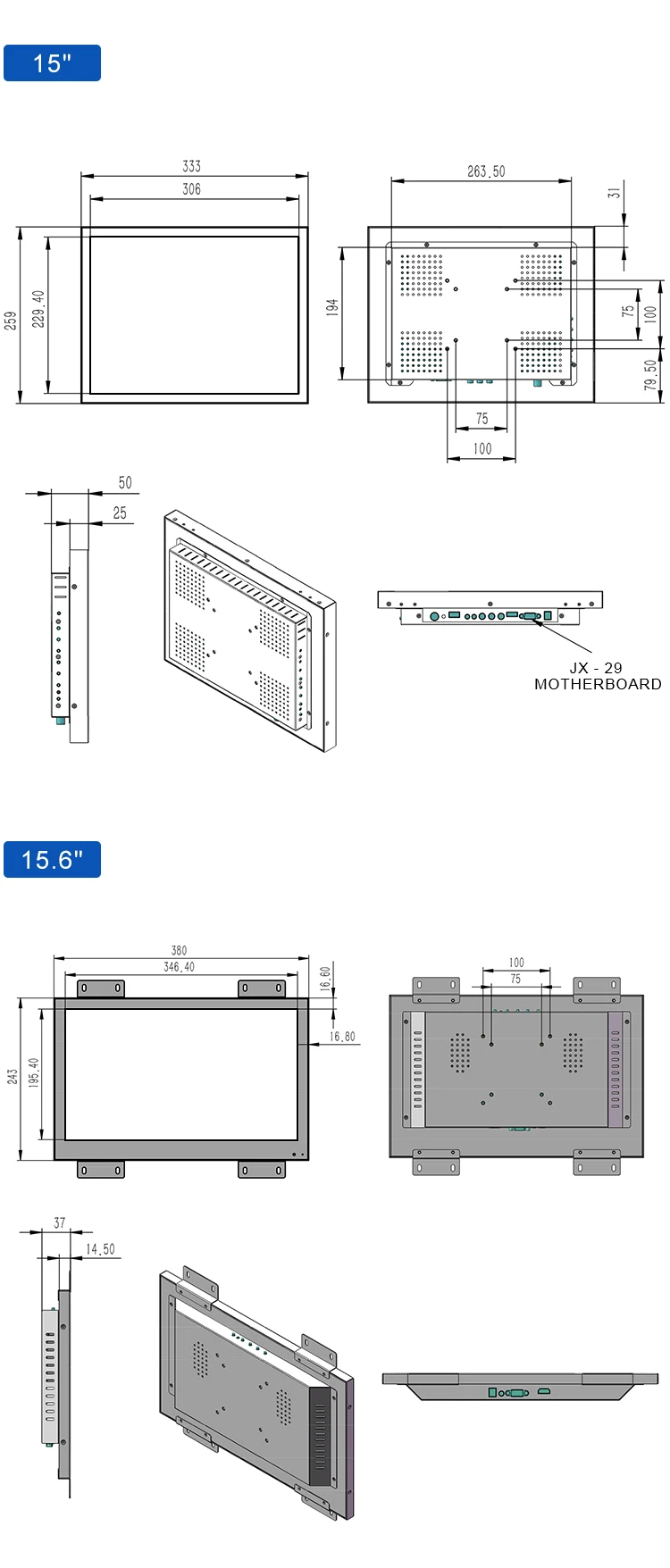 Custom Industrial IPS Touch Screen Monitors 10-23 Inch Capacitive Touchscreen LCD Display with Built-in Speaker for Desktop