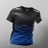 Gradient blue short-sleeved shirt