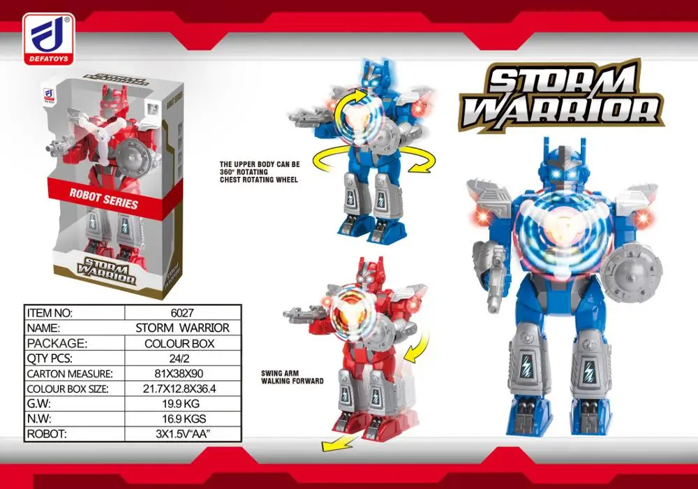 DF Storm Warrior Battery Operation Robot Electronic Educational Robot Toys for Boys Best Toy 360 Rotating Robot 	toys for Boys