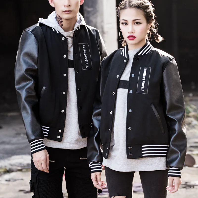 Varsity wool leather bomber jacket sale