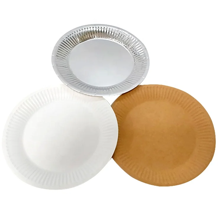 Wholesale Custom Print Small Batch Food Grade Paper Dish Wedding Party Dinner Gold Foil Cake Dessert Paper Plate