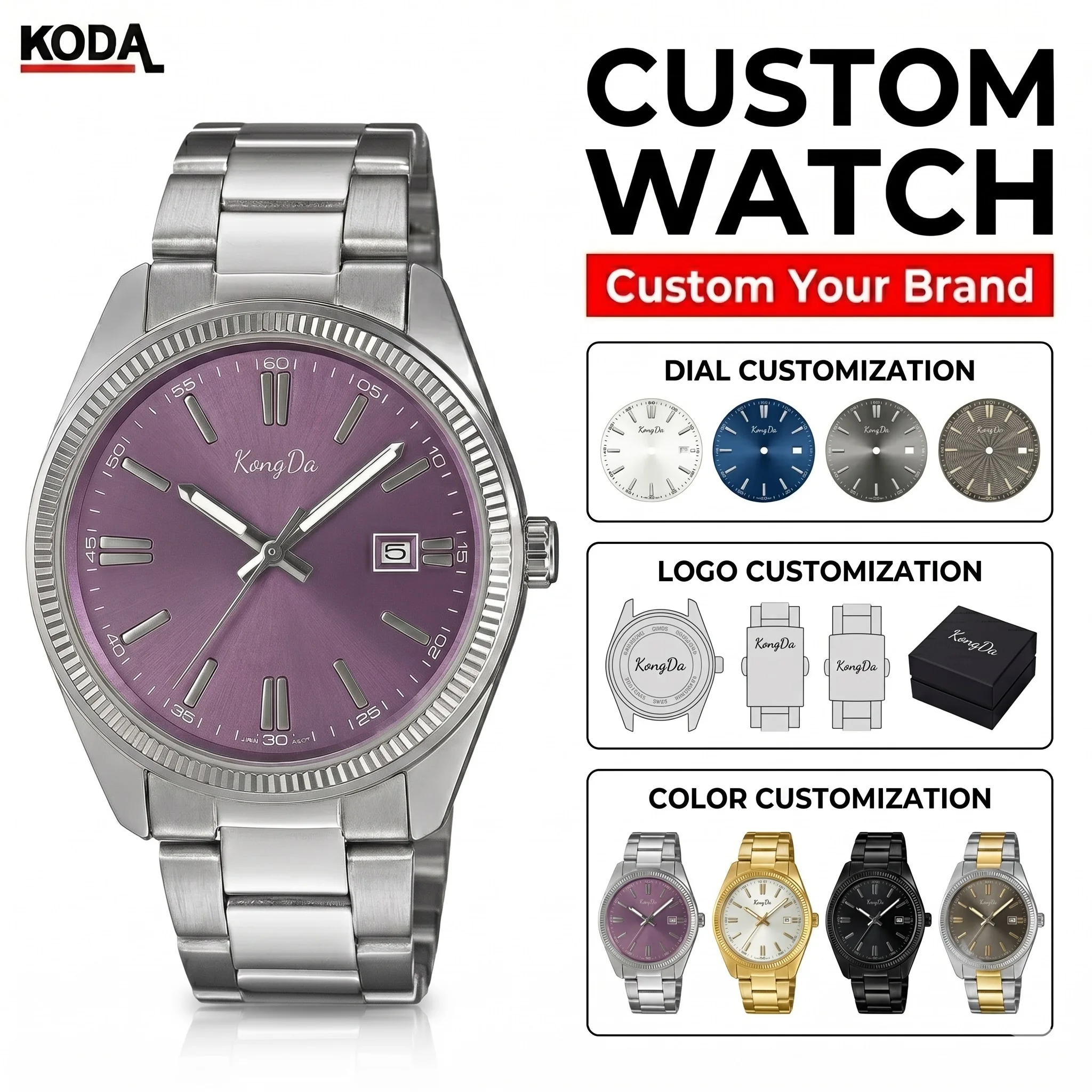 Custom Watch New Arrival Antique Watch 40mm Stainless Steel Band 22mm Width Quartz Watch Horloges Dames