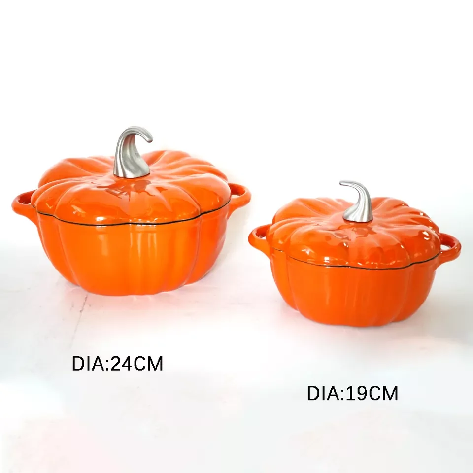 Cast Iron Pumpkin Shape Casserole - China Enamel Coated Cast Iron