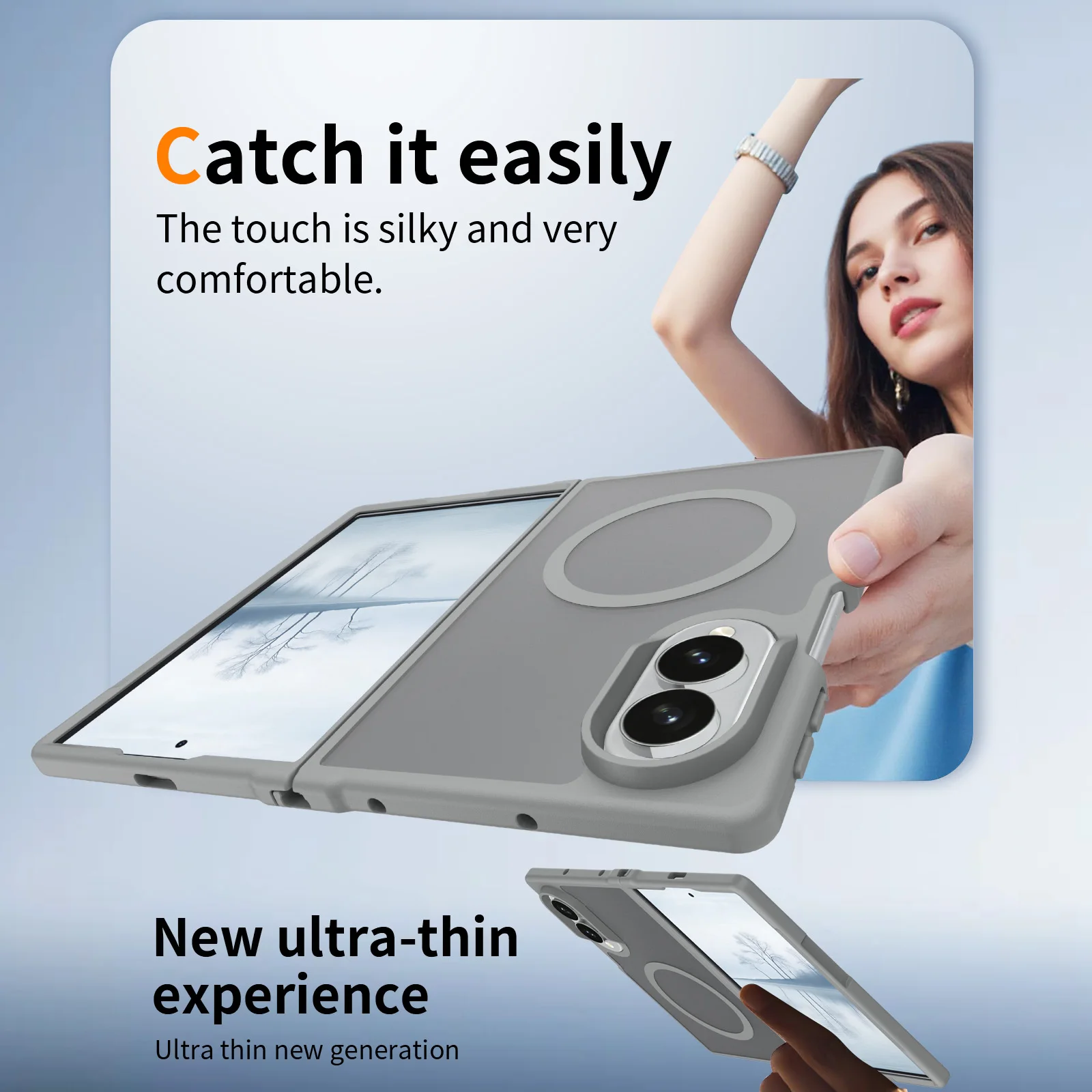 product for samsung galaxy z fold 8 wide armor case tpu pc magnetic ring wireless charge matte finish clear protective cover-5