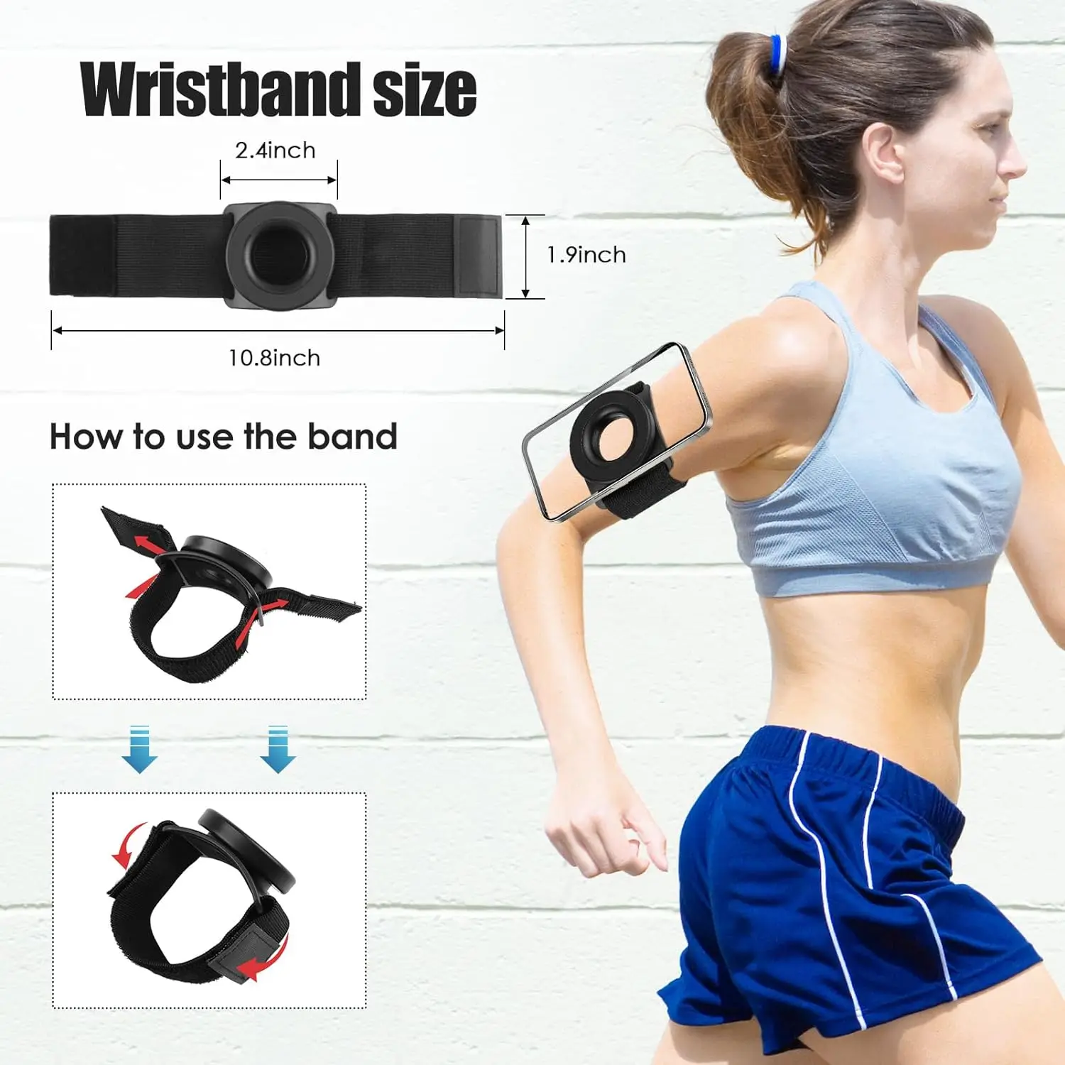 Flexible 360 Rotatable Strong Magnet Strap Durable Wristband Phone Holder for Sports & Indoor Activities Mobile Use