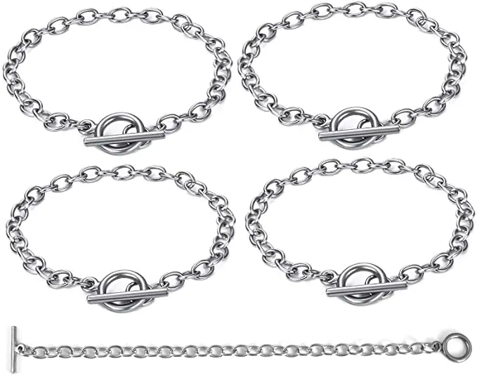 Bracelet Chain  Cable Link Chain with Toggle Clasp Jewelry Making Chain Stainless Steel Jewelry Bracelet Big Link Bangle