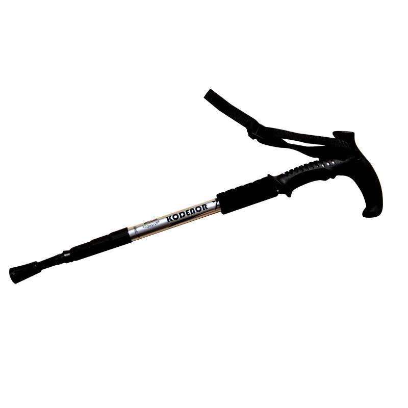 Outdoor 6061 Aluminum Alloy Mountain Climbing Stick,Straight Tshaped Handle,Shockabsorbing