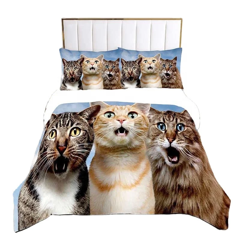 3d cat duvet cover