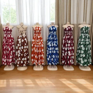 Wholesale New Summer Printed Flower Women's Sexy Sleeveless Sling Casual High Waist Dress