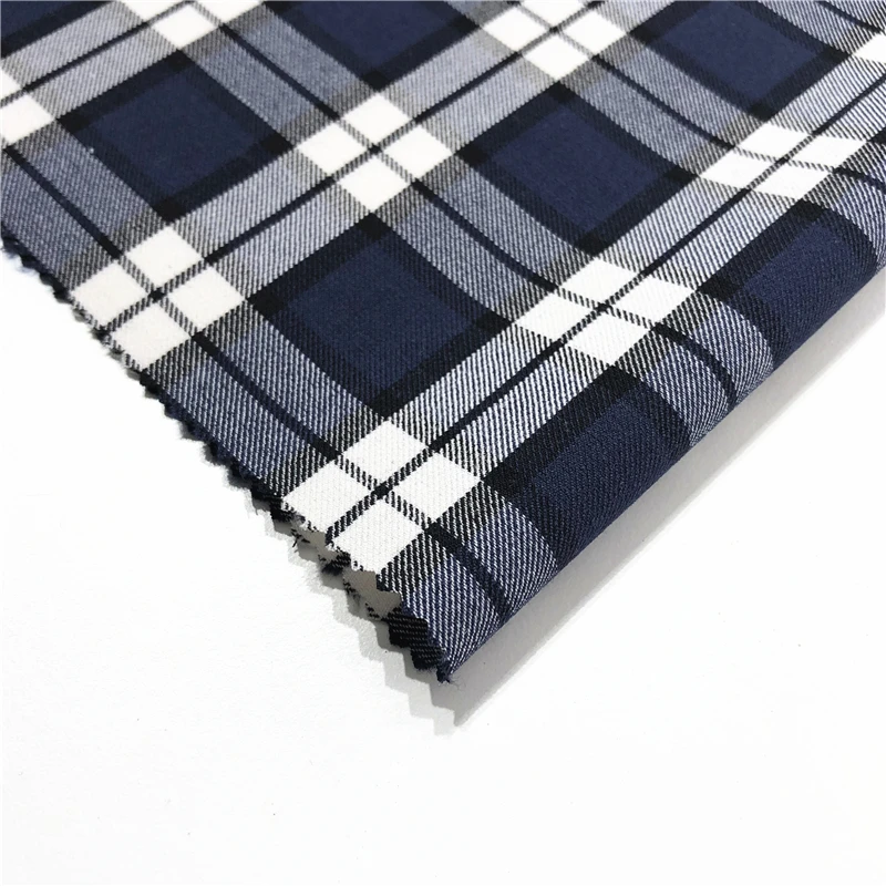 Ткань тартан из переработанного полиэстера, вискозы, спандекса для платья