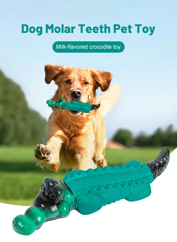 TPR Dog Chew Toy Slow Feed Chew & Fetch Crocodile Dog Toy - Puzzle Feeder For Large, Medium & Small Dogs Dog Puzzle