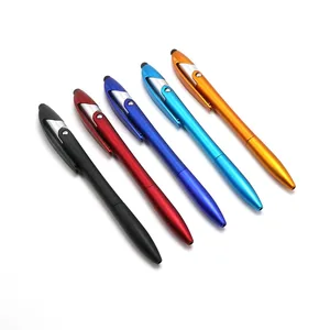 Multi Function 3 in 1 Mobile Phone Holder Twist Action Plastic Stylus Ball Pen