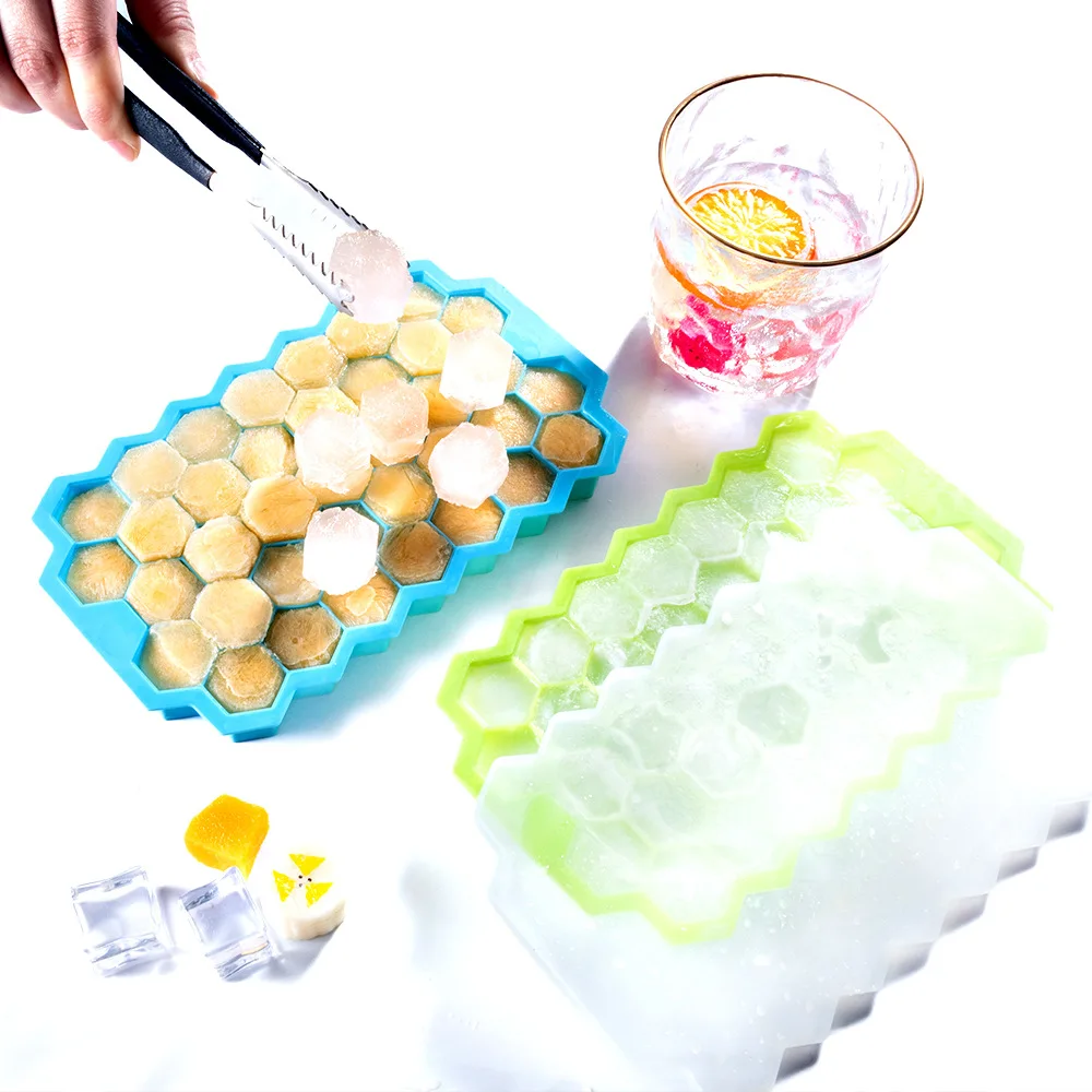 Silicone 37 Grid Honeycomb Ice Tray DIY Ice Cube Mold and Lid Home Use Ice Cream Maker Tool factory