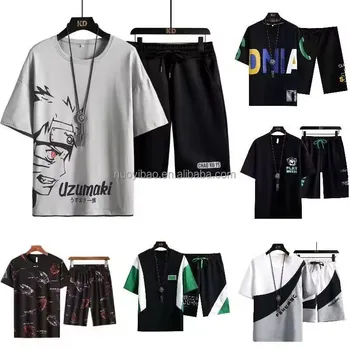 Men's Casual Tracksuits Sportswear Short Sleeve Outfit T-Shirt Trousers Two-Piece Short Set