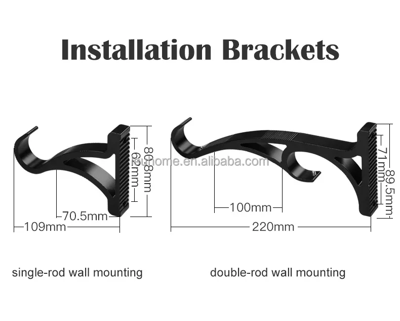 Customized Size Smart Control Motorized Single And Double Curtain Tracks Rods For Grommet Top