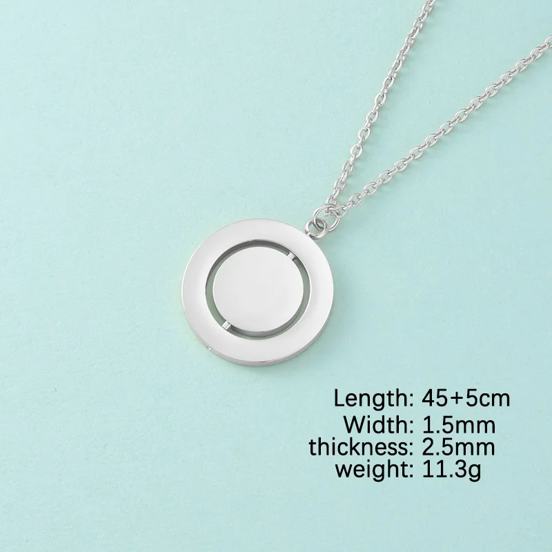 Unique Design Custom Laser Logo Spinner Rotatable Heart Necklace Stainless Steel Gold Plated Heart Rotating Pendant Necklace