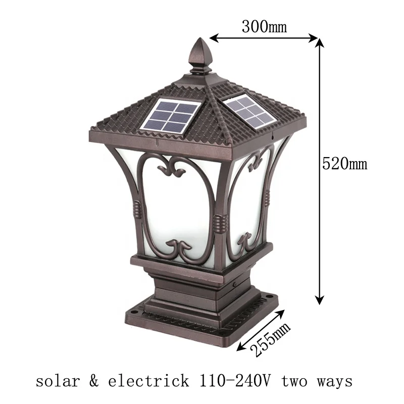 Черный алюминиевый корпус 4 Вт ограждение столб освещение ворота домашняя Водонепроницаемая Солнечная