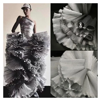 Metallic Luster Wavy Pearlescent Pleated Organza Transparent Stiff Wave Metallic Luster Wavy Pearlescent Pleated Organza Transparent Stiff Wave